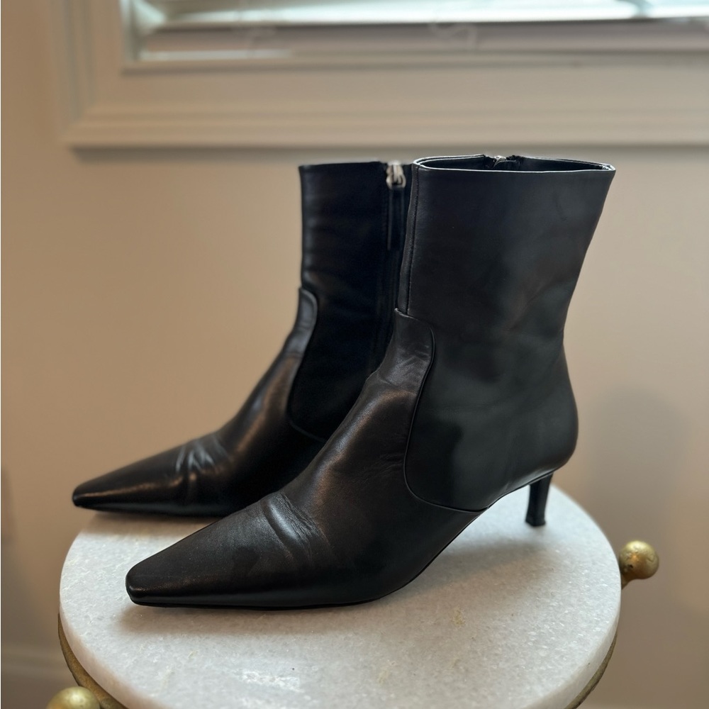 Zara Heeled Leather Ankle Boots